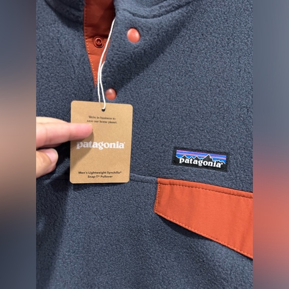 Patagonia Men's S Small Lightweight Synchilla Snap Fleece Pullover NWT Blue Red - Picture 5 of 9